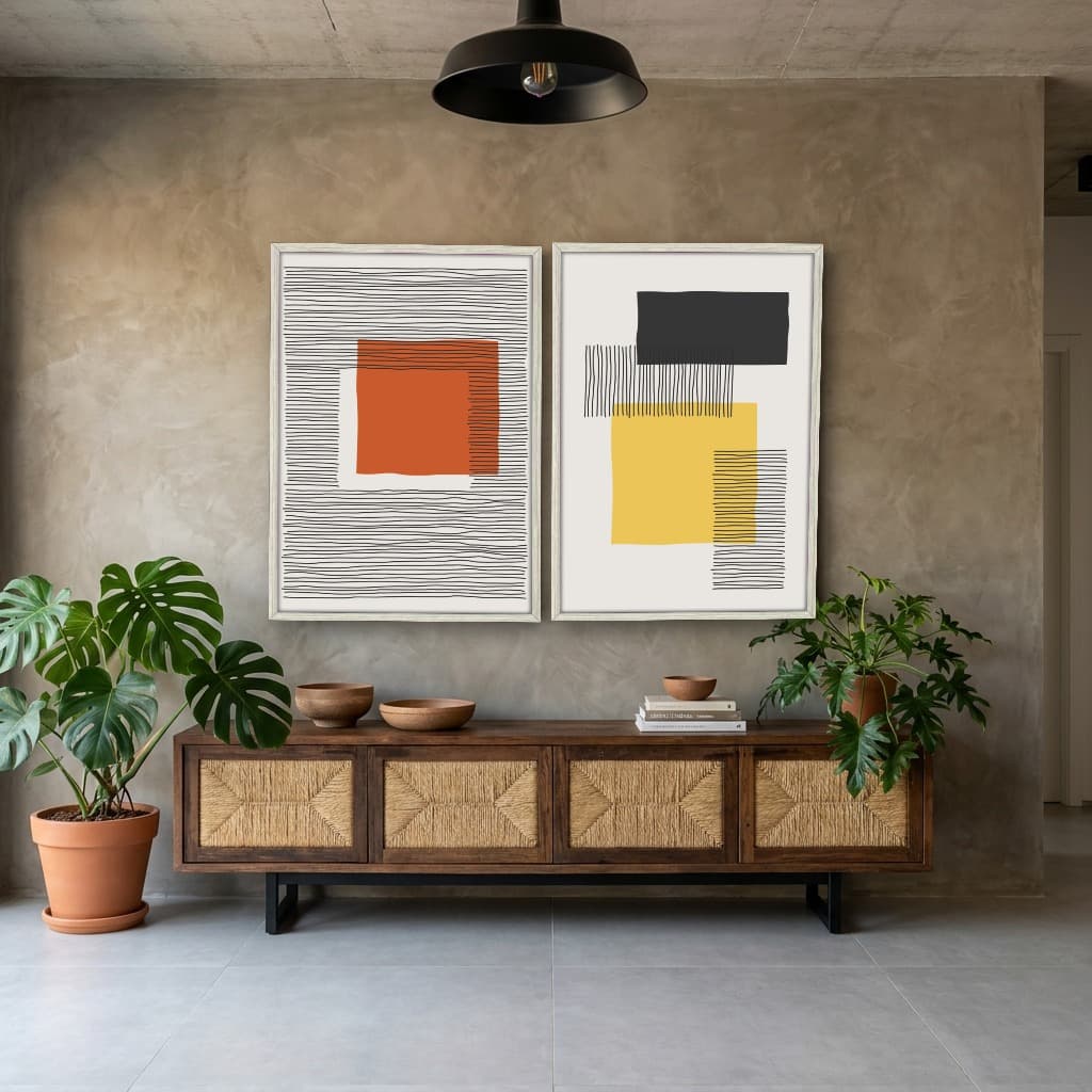 Kit Quadros Decorativos Linhas Minimalistas