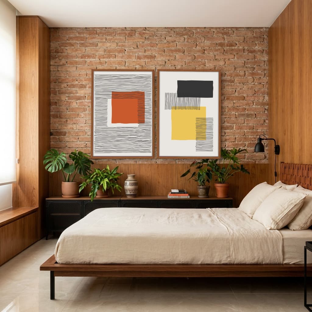 Kit Quadros Decorativos Linhas Minimalistas