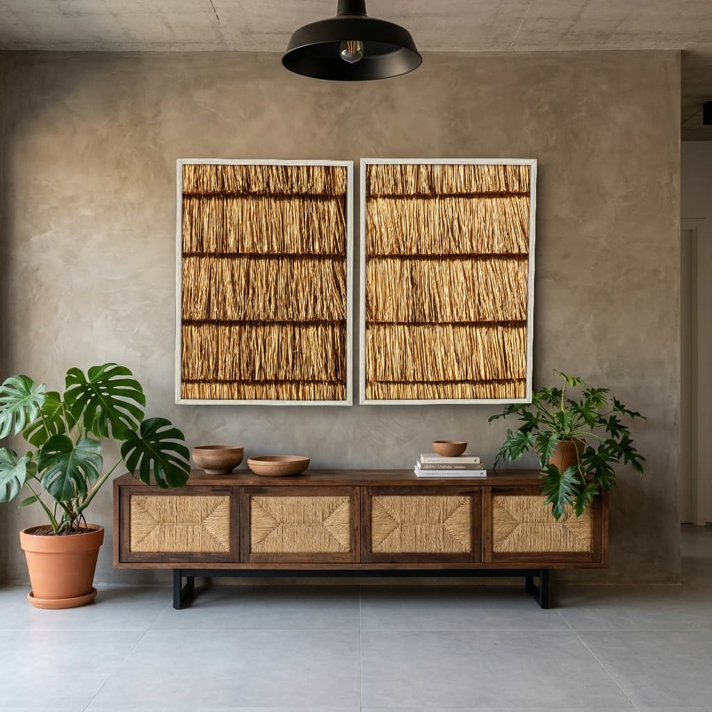 Kit Quadros Decorativos Fios De Bambu