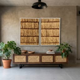 Kit Quadros Decorativos Fios De Bambu