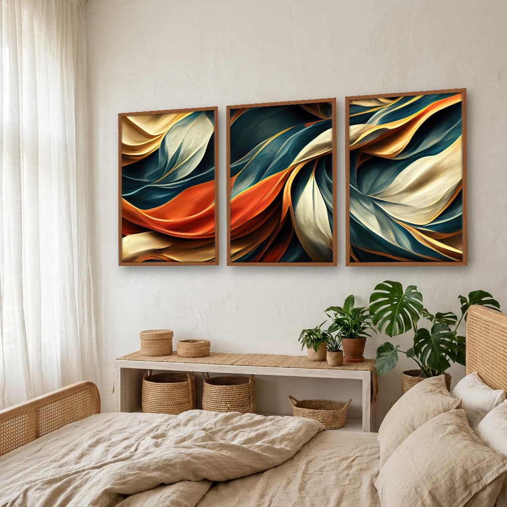 Kit Quadros Decorativos Linhas Coloridas