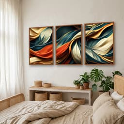Kit Quadros Decorativos Linhas Coloridas