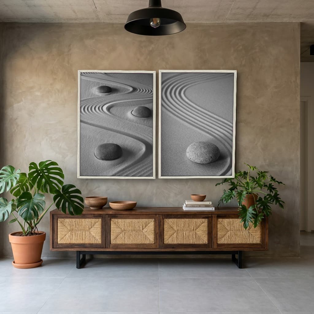 Kit Quadros Decorativos Jardim Zen