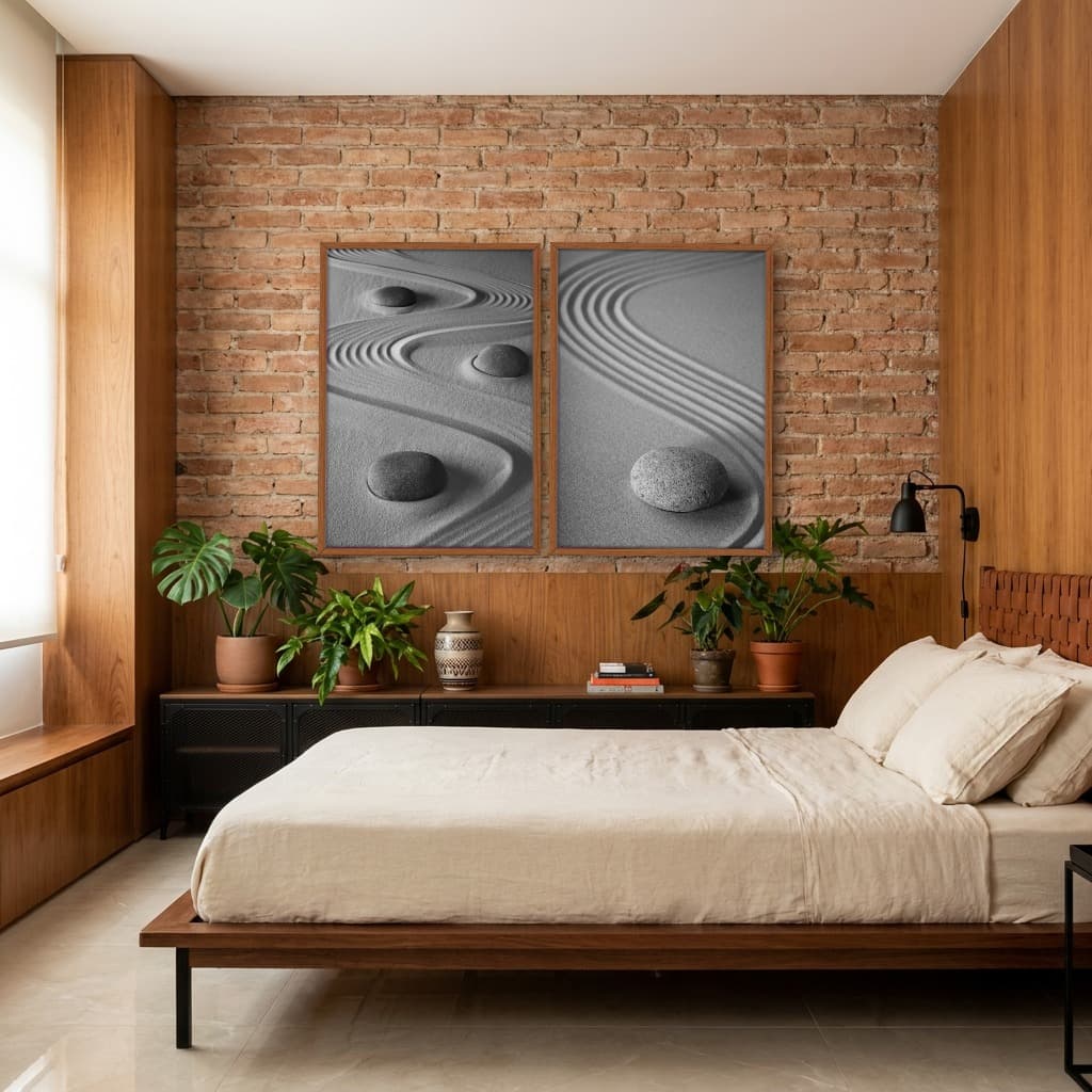 Kit Quadros Decorativos Jardim Zen