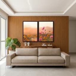 Kit Quadros Decorativos Flor Rosa E Laranja
