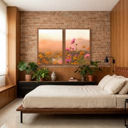 Kit Quadros Decorativos Flor Rosa E Laranja