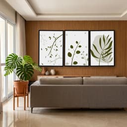 Kit Quadros Decorativos Planta Abstrato Verde