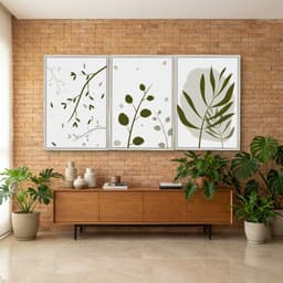 Kit Quadros Decorativos Planta Abstrato Verde