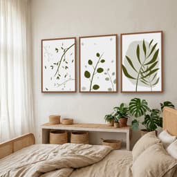 Kit Quadros Decorativos Planta Abstrato Verde