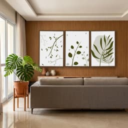 Kit Quadros Decorativos Planta Abstrato Verde