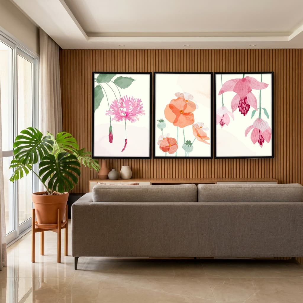 Kit Quadros Decorativos Flora Aquarela