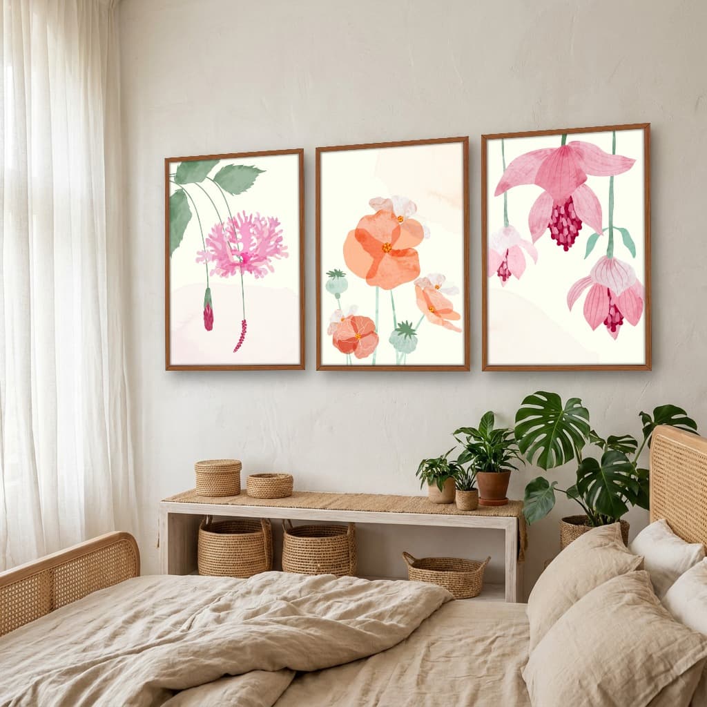 Kit Quadros Decorativos Flora Aquarela