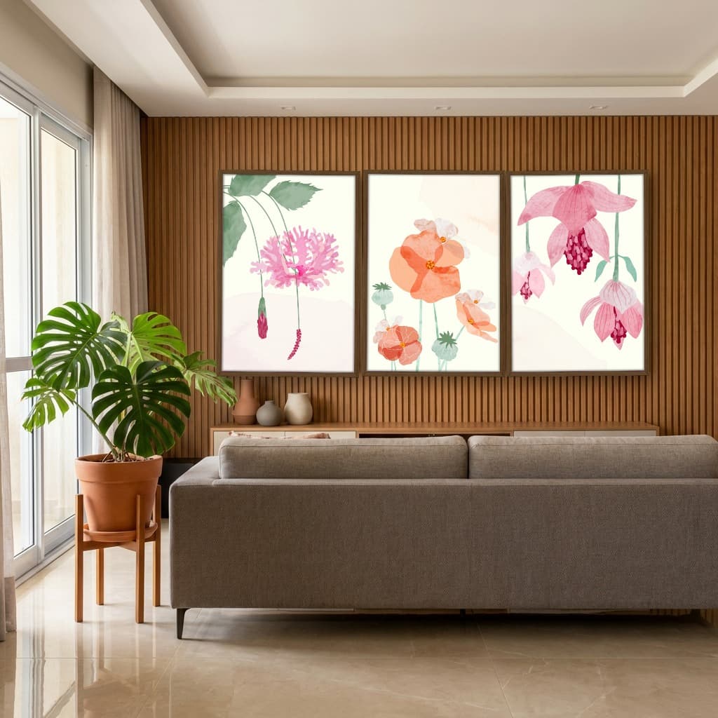 Kit Quadros Decorativos Flora Aquarela