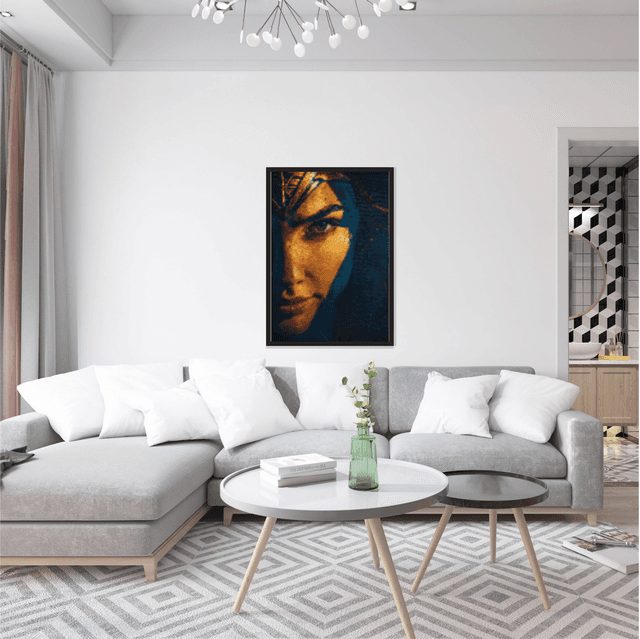 Quadro Rosto Mulher Maravilha Pintura a Óleo