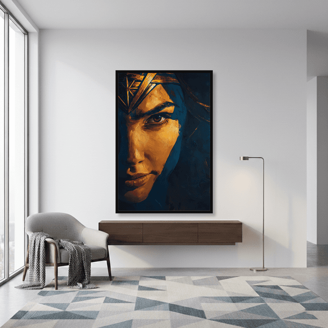 Quadro Rosto Mulher Maravilha Pintura a Óleo