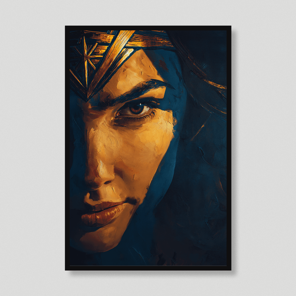Quadro Rosto Mulher Maravilha Pintura a Óleo