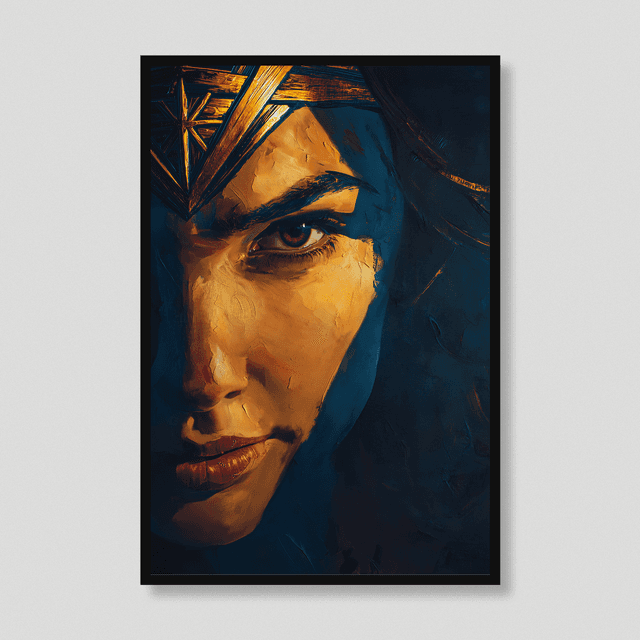 Quadro Rosto Mulher Maravilha Pintura a Óleo