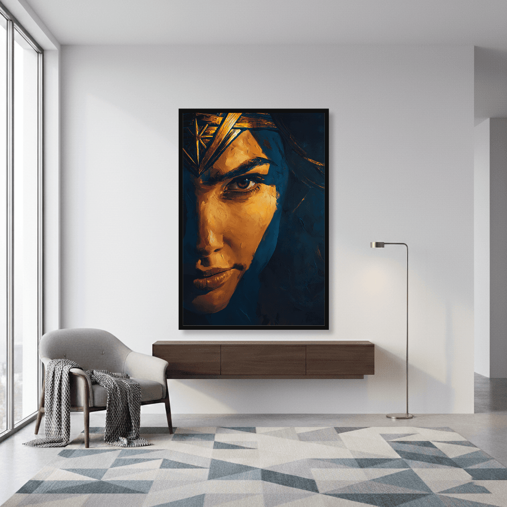 Quadro Rosto Mulher Maravilha Pintura a Óleo